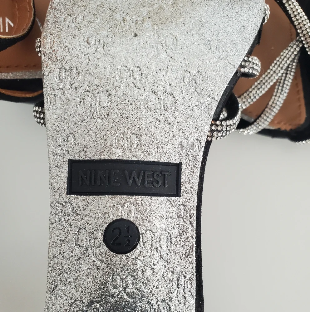 Nine West Girl's Dressy Rhinestone Heels Size 2.5 Black